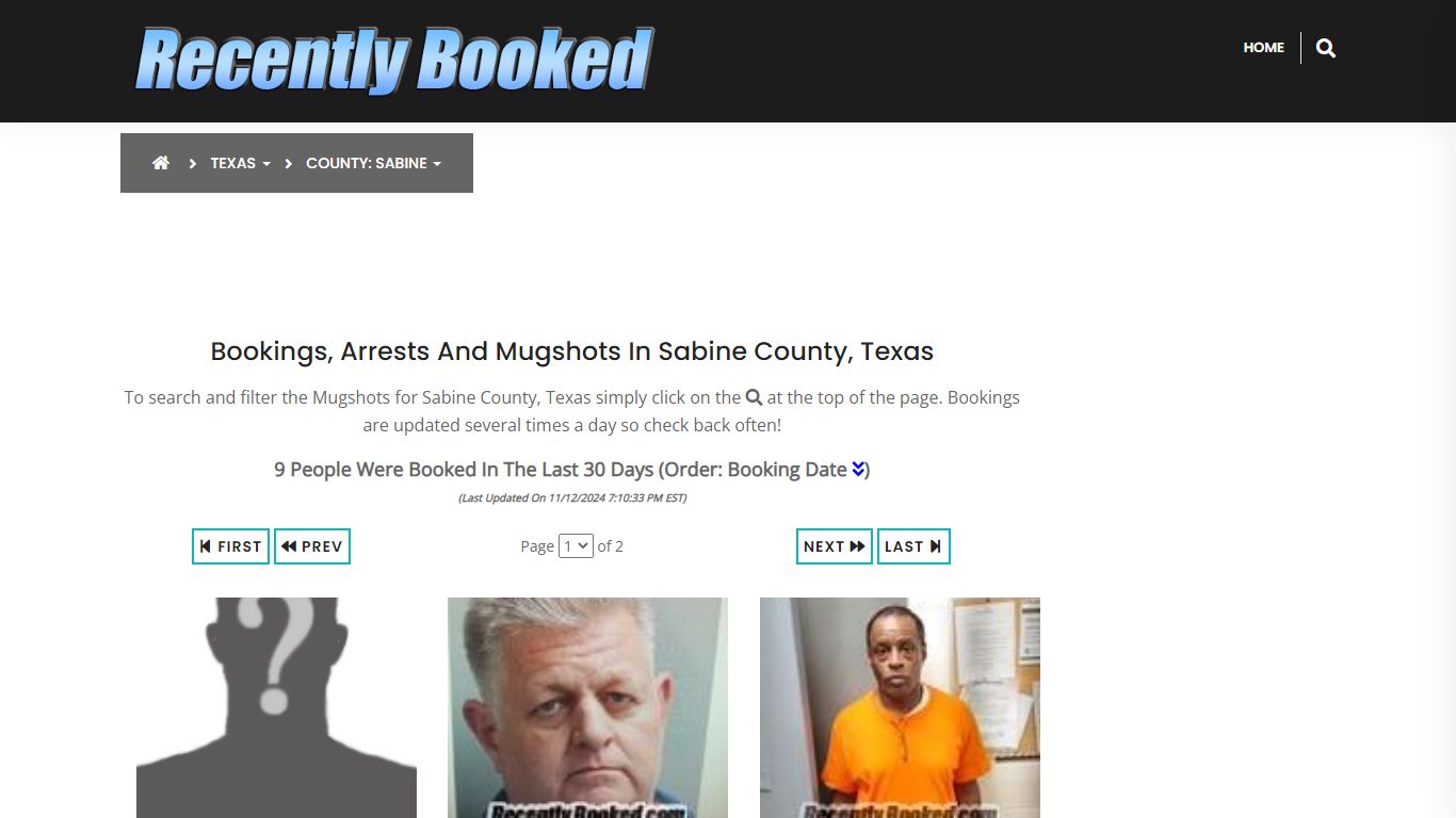 Bookings, Arrests and Mugshots in Sabine County, Texas - Recently Booked