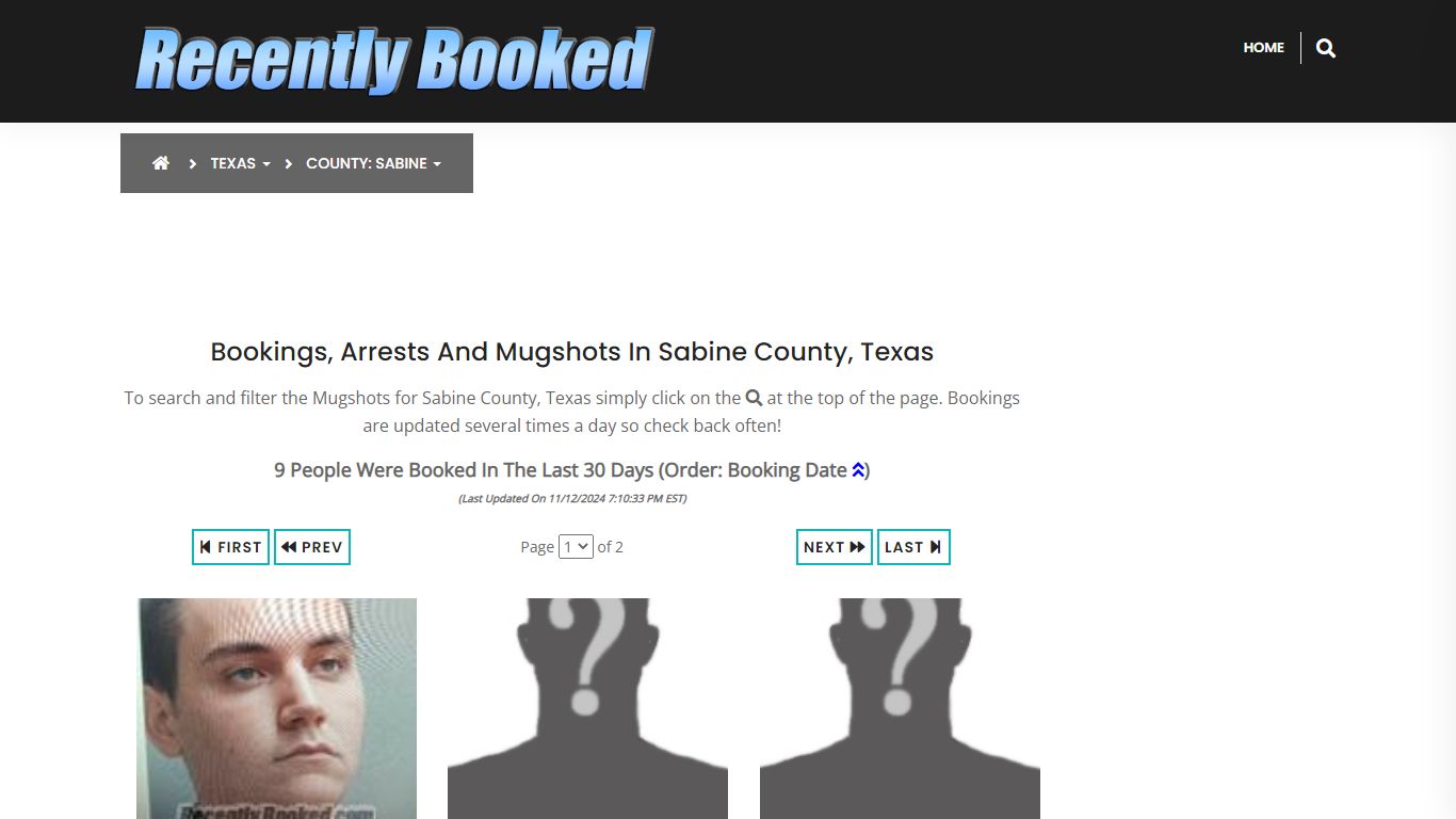 Bookings, Arrests and Mugshots in Sabine County, Texas - Recently Booked