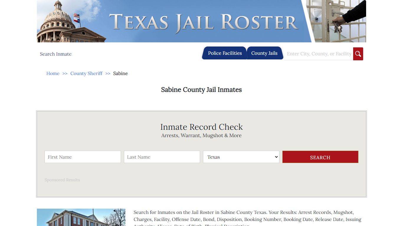 Sabine County Jail Inmates - Jail Roster Search